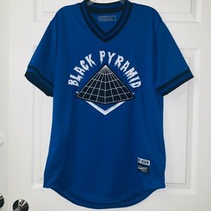BLACK PYRAMID BLUE BASEBALL JERSEY